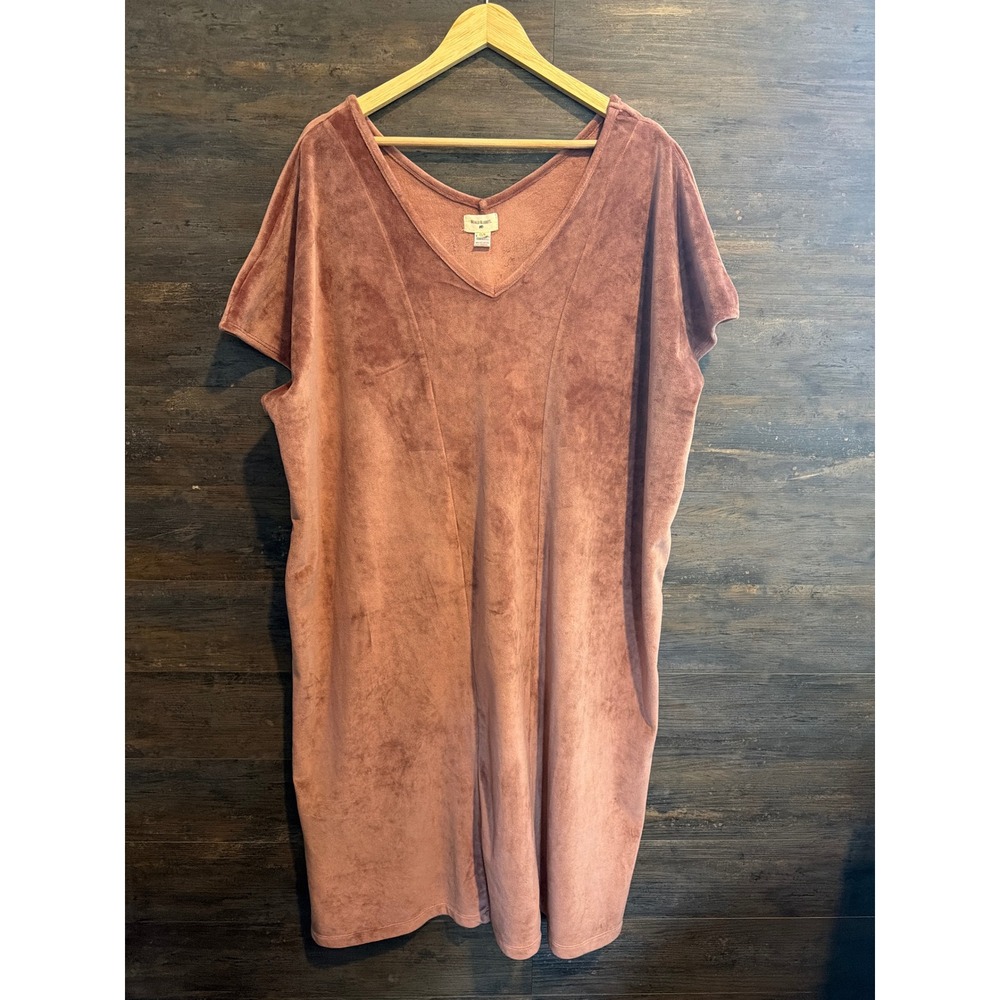 World Market Mauve Pink Velvet V-Neck‎ Kaftan  OS Loungewear Relaxed Fit